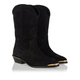 Metallic-toe suede boots