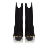 Metallic-toe suede boots