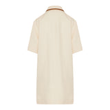 Horsebit-embellished leather-trimmed linen mini dress