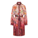 Printed silk twill shirt dress