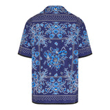 Printed cotton poplin bowling shirt