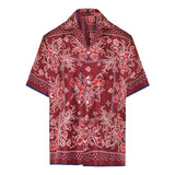 Printed silk twill bowling shirt