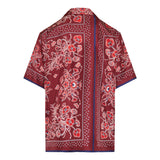 Printed silk twill bowling shirt