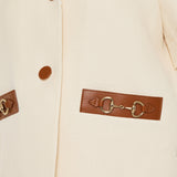 Horsebit leather-trimmed linen-canvas jacket