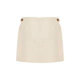 Horsebit linen canvas mini skirt