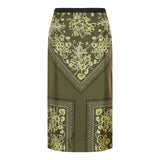 Floral bandana silk midi skirt