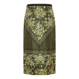 Floral bandana silk midi skirt