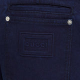 Denim jeans with embossed label