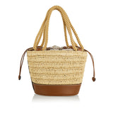 Woven mini bucket bag