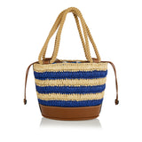 Woven mini bucket bag