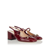 Horsebit leather mid-heel pumps