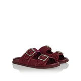 Slide sandals with buckles