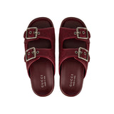 Slide sandals with buckles