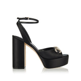 Platform sandals with crystal horsebit