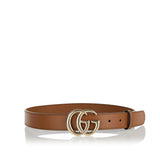 GG Marmont thin leather belt with double G buckle