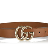 GG Marmont thin leather belt with double G buckle