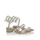 Crystal-embellished ankle-wrap sandal