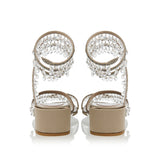 Crystal-embellished ankle-wrap sandal