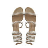 Crystal-embellished ankle-wrap sandal