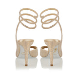 Crystal-embellished ankle-wrap sandal