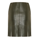 Fringed leather skirt