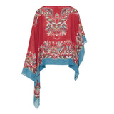 Asymmetric silk poncho top