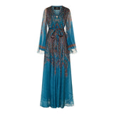 Belted Paisley-Print Silk-Crepon Maxi Dress