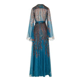 Belted Paisley-Print Silk-Crepon Maxi Dress