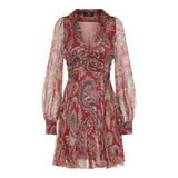 Paisley-Print V-Neck Mini Dress