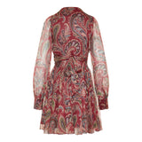 Paisley-Print V-Neck Mini Dress