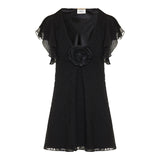 V-neck embroidered muslin dress