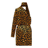 One-shoulder velvet-dotted silk mini dress