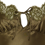 Lace-trimmed silk-satin midi dress