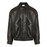 Leather bomber jacket