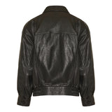 Leather bomber jacket