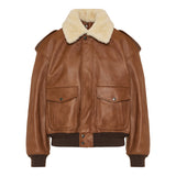 Leather and shearling bomber jacket