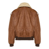 Leather and shearling bomber jacket