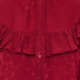 Ruffled floral silk-jacquard blouse