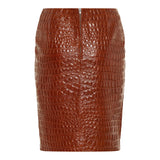Crocodile-embossed leather pencil skirt
