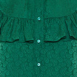 Ruffled floral silk-jacquard blouse