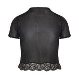 Laced silk ribbed T-shirt