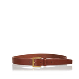 Leather logo-buckle belt
