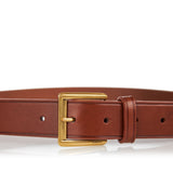 Leather logo-buckle belt