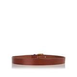 Leather logo-buckle belt