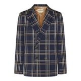 Double-breasted wool check jacket