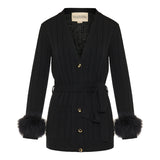 bow-detailed button-up coat