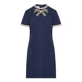 Embroidered crepe couture short dress