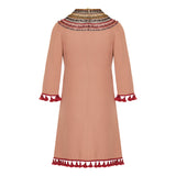 Embellished tassel-trim silk mini dress