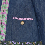 Floral-print quilted denim jacket