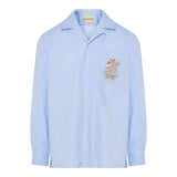 Oxford cotton shirt with floral embroidery